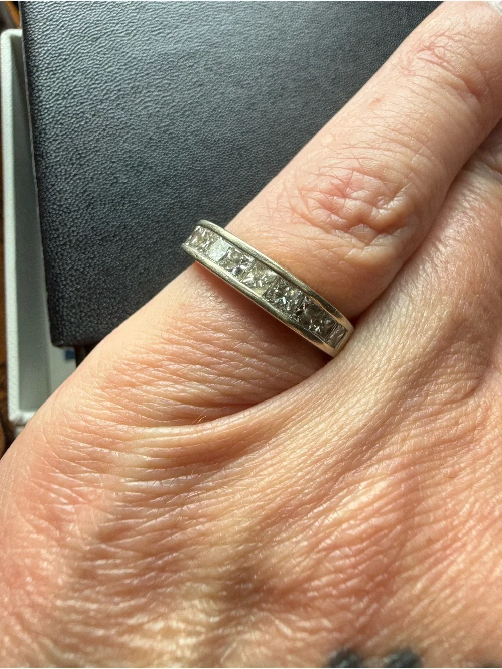 Shiny 14K WG Diamond Band Ring